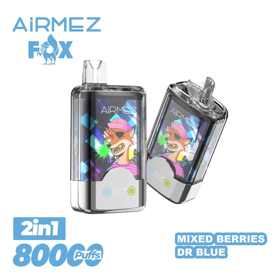 Airmez Fox 2-in-1 80,000 Puffs Disposable Vape | Dual Mesh & Smart LED | EU Stock - Image 4