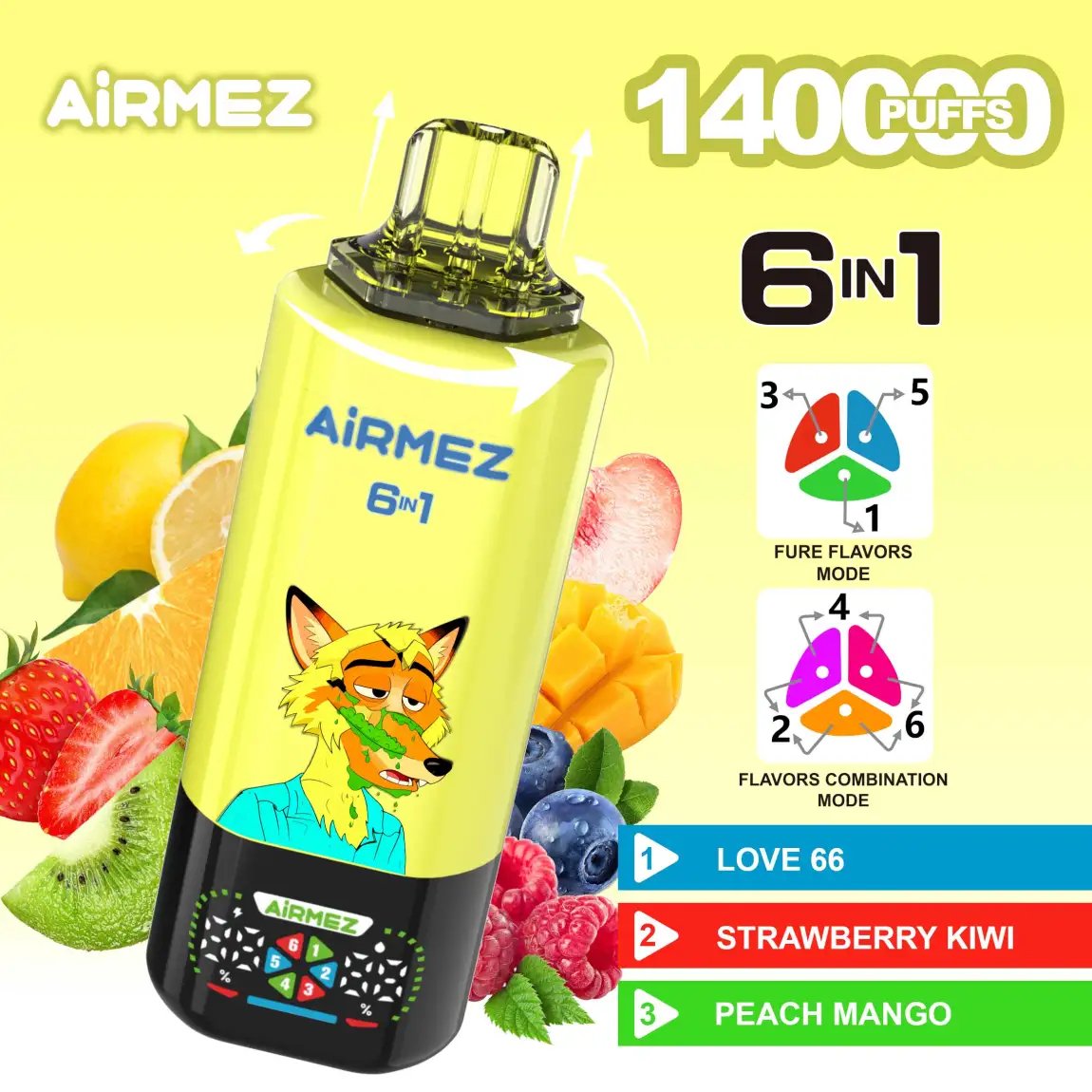 Airmez Fox 6-in-1 140K Puffs (EU Stock) | The Ultimate Flagship Smart Disposable Vape - Image 5