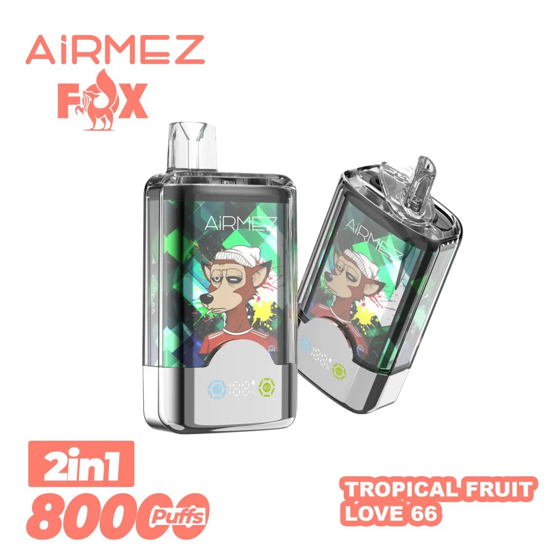 Airmez Fox 2-in-1 80,000 Puffs Disposable Vape | Dual Mesh & Smart LED | EU Stock - Image 9