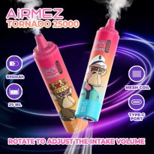Airmez Tornado 25000 Puffs | Full Collection (15 Flavors) | Adjustable Airflow Disposable Vape
