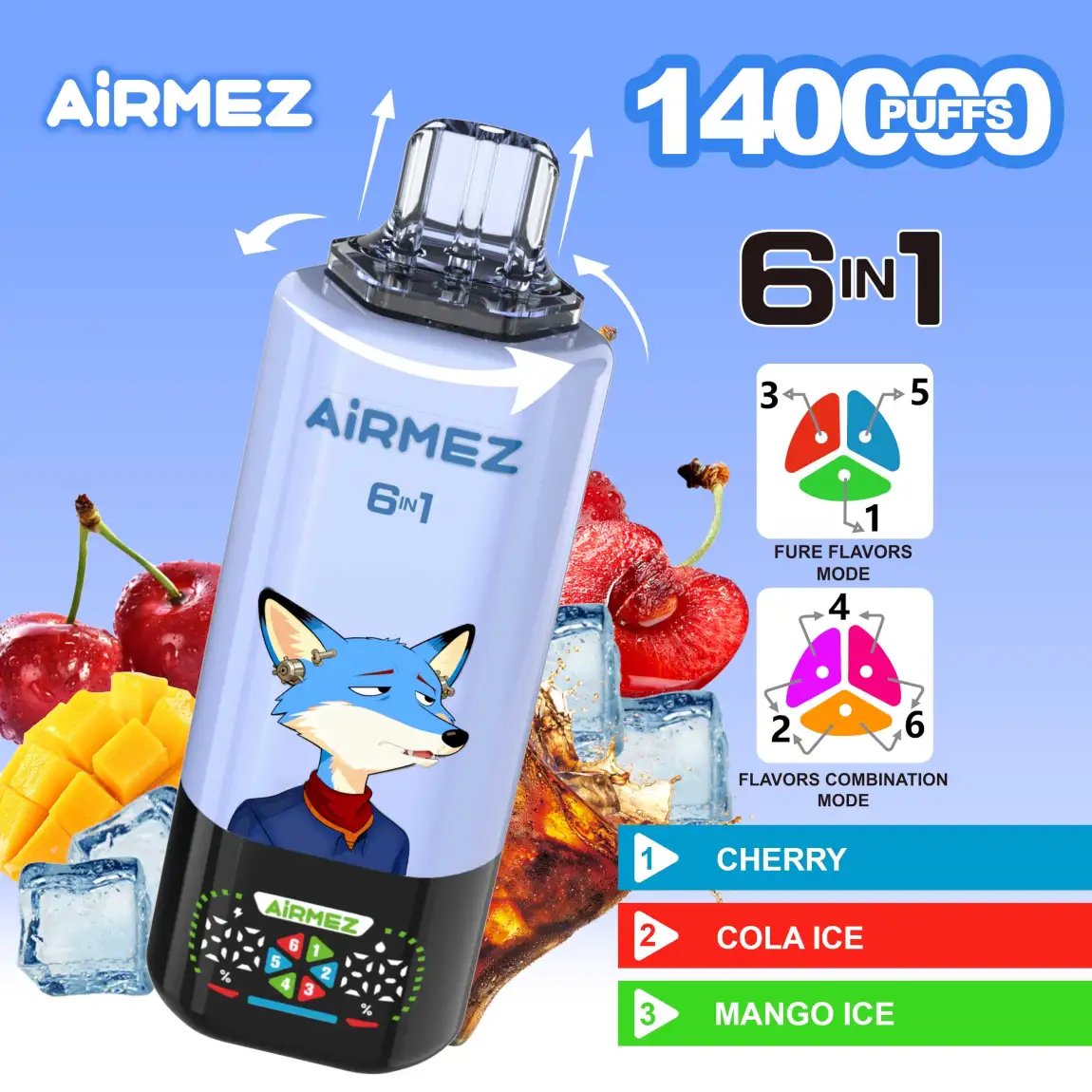 Airmez Fox 6-in-1 140K Puffs (EU Stock) | The Ultimate Flagship Smart Disposable Vape - Image 7