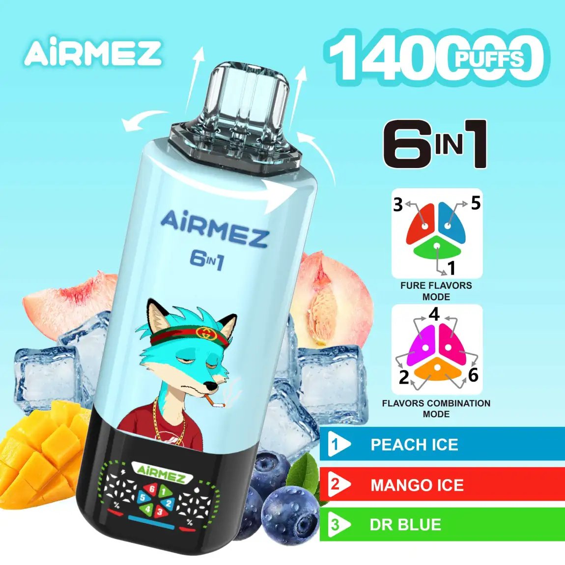 Airmez Fox 6-in-1 140K Puffs (EU Stock) | The Ultimate Flagship Smart Disposable Vape - Image 9