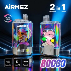 Airmez Fox 2-in-1 80,000 Puffs Disposable Vape | Dual Mesh & Smart LED | EU Stock