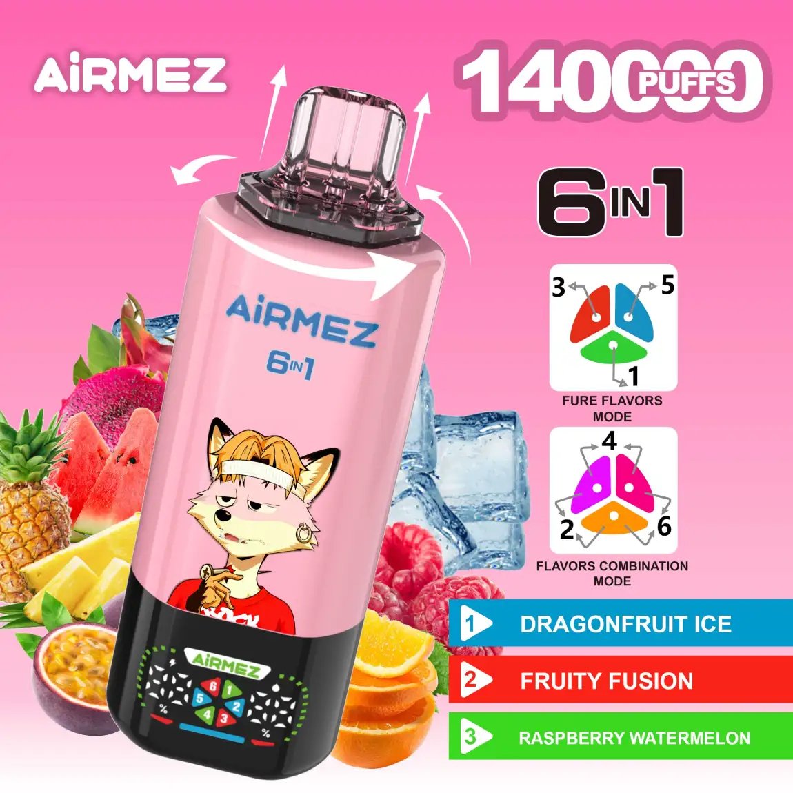 Airmez Fox 6-in-1 140K Puffs (EU Stock) | The Ultimate Flagship Smart Disposable Vape - Image 6