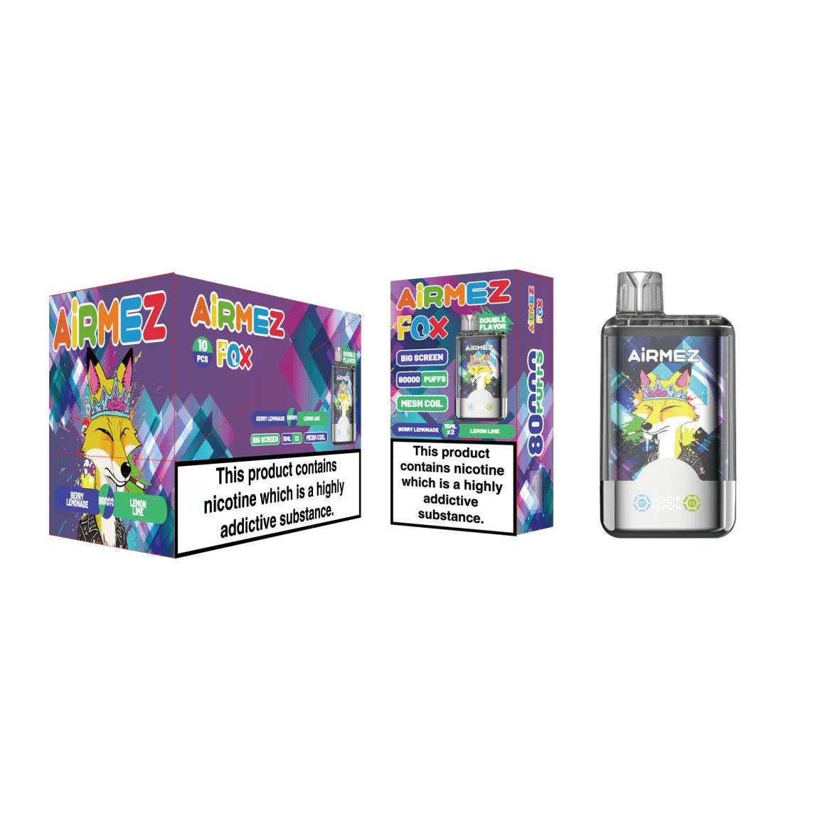 Airmez Fox 2-in-1 80,000 Puffs Disposable Vape | Dual Mesh & Smart LED | EU Stock - Image 13